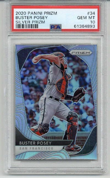 2020 PANINI PRIZM SILVER PRIZM #34 BUSTER POSEY CARD GIANTS PSA 10 LOW POP RARE