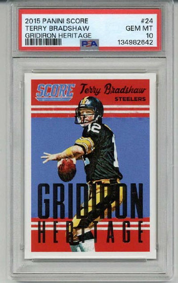 2015 PANINI SCORE GRIDIRON HERITAGE #24 TERRY BRADSHAW STEELERS PSA 10 LOW POP