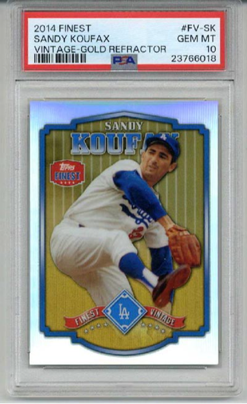 2014 TOPPS FINEST VINTAGE GOLD REFRACTOR SANDY KOUFAX DODGERS /25 PSA 10 LOW POP