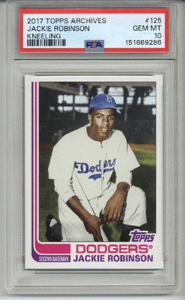2017 TOPPS ARCHIVES KNEELING #125 JACKIE ROBINSON CARD DODGERS PSA 10 LOW POP