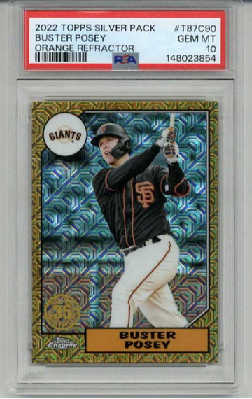 2022 TOPPS SILVER PACK ORANGE REFRACTOR BUSTER POSEY GIANTS /25 PSA 10 LOW POP