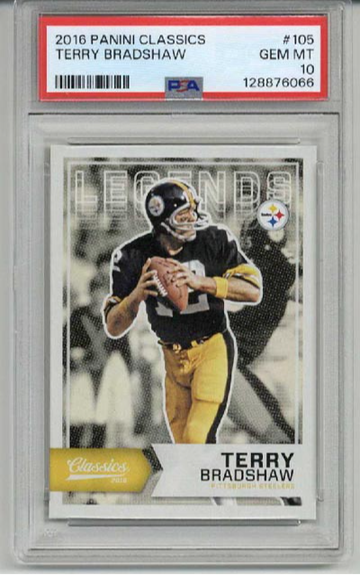 2016 PANINI CLASSICS #105 TERRY BRADSHAW CARD STEELERS PSA 10 LOW POP RARE
