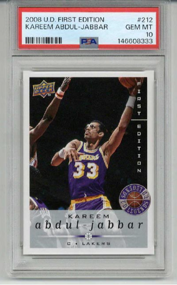 2008 UPPER DECK FIRST EDITION #212 KAREEM ABDUL JABBAR CARD PSA 10 LOW POP RARE