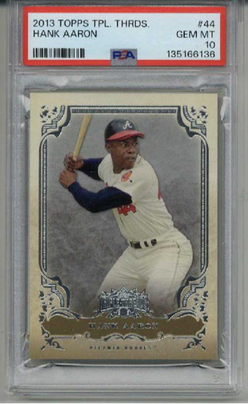 2013 TOPPS TRIPLE THREADS #44 HANK AARON CARD ATLANTA BRAVES PSA 10 LOW POP RARE