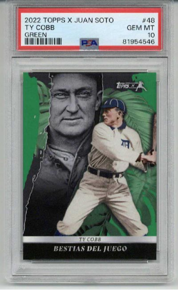 2022 TOPPS X JUAN SOTO GREEN #48 TY COBB DETROIT TIGERS /75 PSA 10 LOW POP RARE