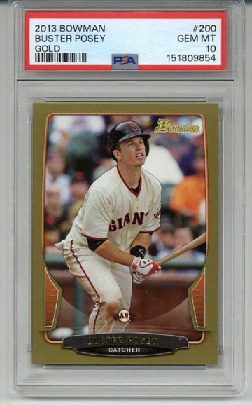 2013 TOPPS BOWMAN GOLD #200 BUSTER POSEY CARD GIANTS PSA 10 LOW POP RARE