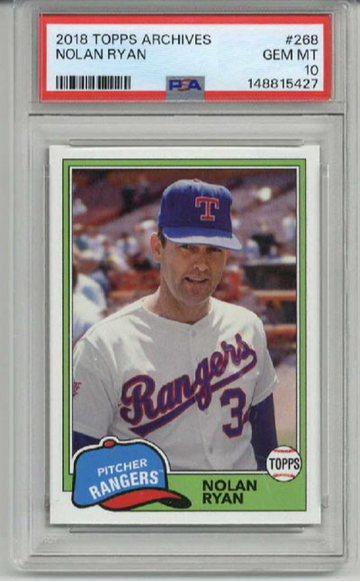 2018 TOPPS ARCHIVES #268 NOLAN RYAN CARD TEXAS RANGERS PSA 10 LOW POP RARE