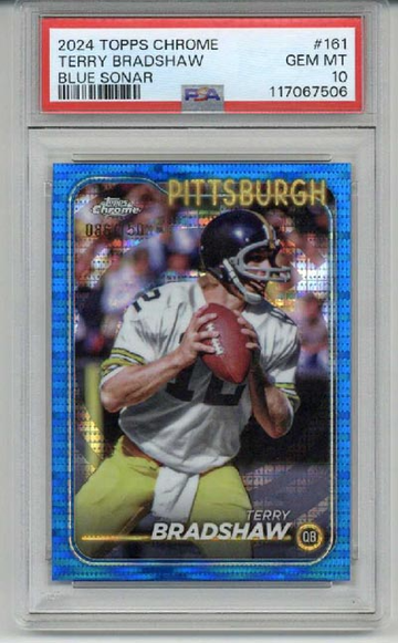 2024 TOPPS CHROME BLUE SONAR #161 TERRY BRADSHAW STEELERS /150 PSA 10 LOW POP