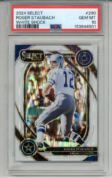 2024 PANINI SELECT WHITE SHOCK #290 ROGER STAUBACH /199 COWBOYS PSA 10 LOW POP