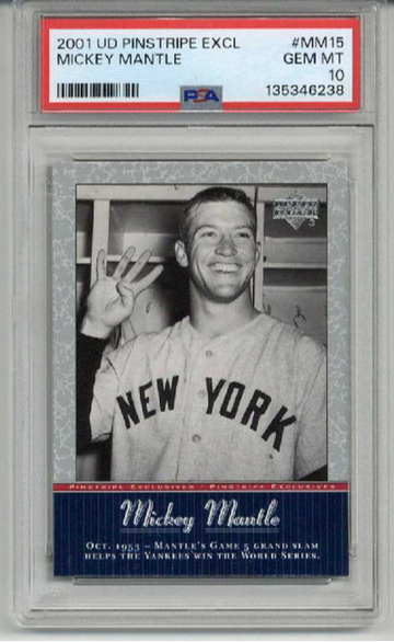 2001 UPPER DECK PINSTRIPE EXCLUSIVES MICKEY MANTLE CARD YANKEES PSA 10 LOW POP