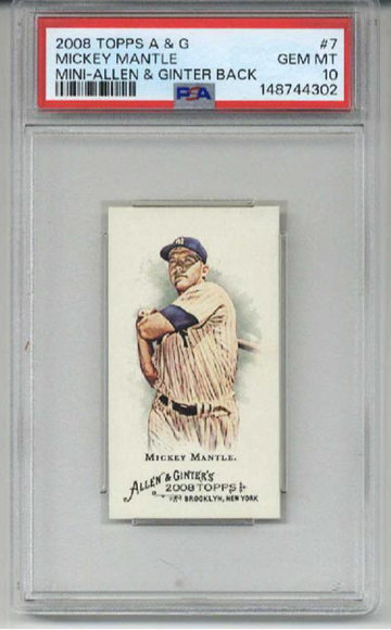 2008 TOPPS ALLEN & GINTER MINI A&G BACK #7 MICKEY MANTLE YANKEES PSA 10 LOW POP