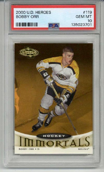 2000 UPPER DECK HEROES #119 BOBBY ORR CARD BOSTON BRUINS PSA 10 LOW POP RARE