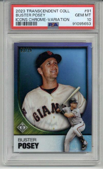 2023 TOPPS TRANSCENDENT COLLECTION CHROME VARIATION #91 BUSTER POSEY /25 PSA 10