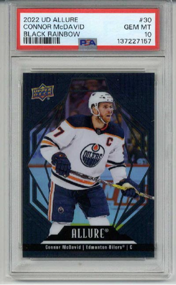 2022 UPPER DECK ALLURE BLACK RAINBOW #30 CONNOR MCDAVID OILERS PSA 10 LOW POP
