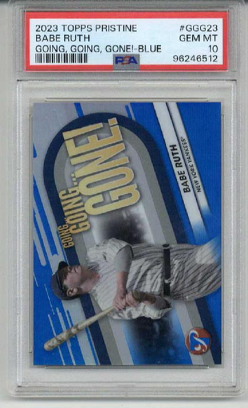 2023 TOPPS PRISTINE GOING GOING GONE! BLUE BABE RUTH /75 YANKEES PSA 10 LOW POP
