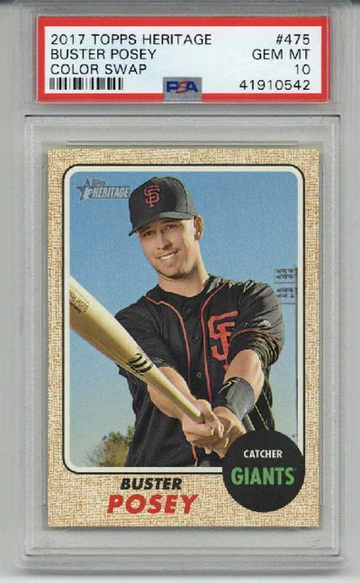 2017 TOPPS HERITAGE COLOR SWAP #475 BUSTER POSEY CARD GIANTS PSA 10 LOW POP RARE
