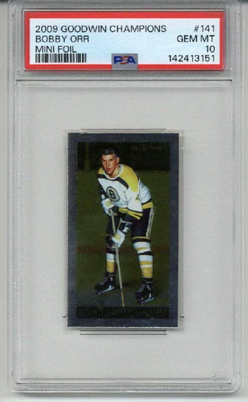 2009 UPPER DECK GOODWIN CHAMPIONS MINI FOIL #141 BOBBY ORR CARD PSA 10 LOW POP