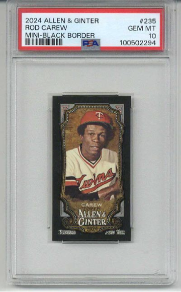 2024 TOPPS ALLEN & GINTER MINI BLACK BORDER #235 ROD CAREW TWINS PSA 10 LOW POP
