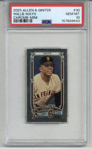 2025 TOPPS ALLEN & GINTER CHROME MINI #30 WILLIE MAYS GIANTS PSA 10 LOW POP RARE