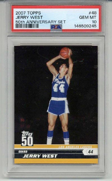 2007 TOPPS 50th ANNIVERSARY SET #48 JERRY WEST CARD LAKERS PSA 10 LOW POP RARE