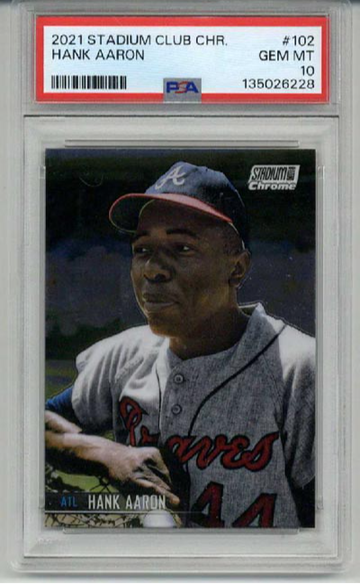 2021 TOPPS STADIUM CLUB CHROME #102 HANK AARON CARD BRAVES PSA 10 LOW POP RARE