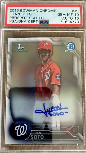 2016 Bowman Chrome Juan Soto Auto PSA 10/10 Gem Mint