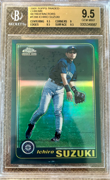 2001 Topps Chrome Ichiro Suzuki RC Rookie Retrofractor BGS 9.5 Gem Mint Low Pop!