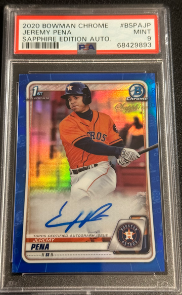 Jeremy Pena 2020 Bowman Chrome 1st Bowman Sapphire Blue RC PSA 9 