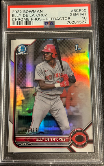 2022 Bowman Chrome Elly De La Cruz 1st  Bowman Refractor /499 PSA 10 GEM MINT