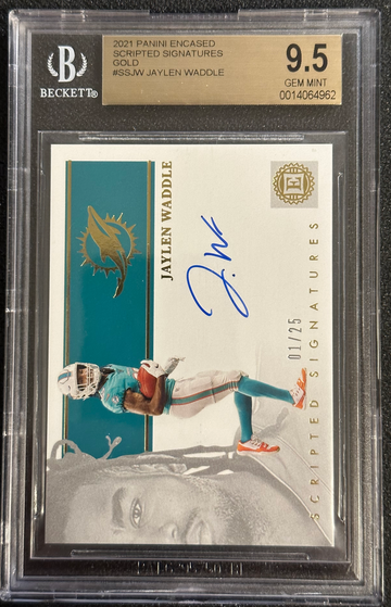 Jaylen Waddle 2021 Panini Encased Auto Gold  1/25 Rookie RC BGS 9.5 10 GEM Dolphins!