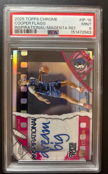 Cooper Flagg 2025 Topps Chrome #IP-18 Magenta Inspirational RC /399 PSA 9