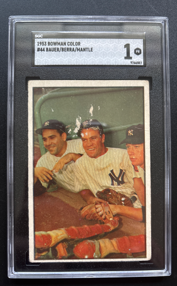 1953 Bowman Color Bauer Berra Mantle #44 SGC 1