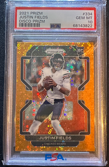 2021 Prizm Justin Fields Orange Disco PSA 10 Rookie Bears RC #334