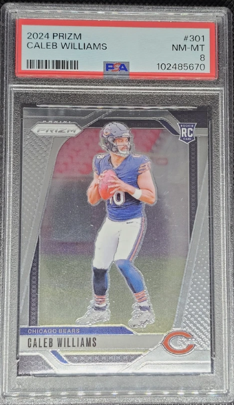 2024 PANINI PRIZM CALEB WILLIAMS ROOKIE CARD RC #301 BASE PSA 8 NM-MT BEARS