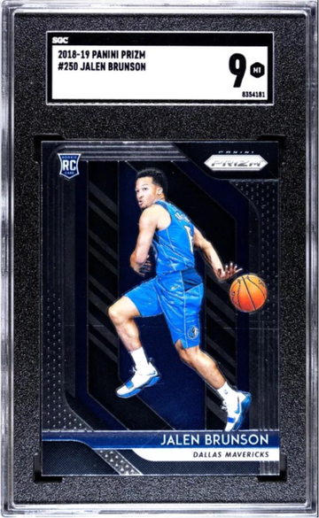 2018-19 PANINI PRIZM JALEN BRUNSON BASE RC ROOKIE #250 SGC 9 KNICKS FINALS MVP