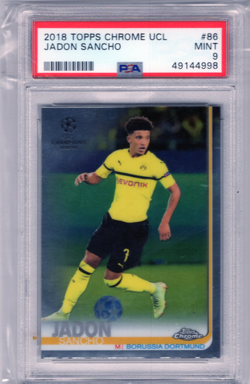 Jadon Sancho 2018 Topps Chrome UCL #86 RC Rookie PSA 9