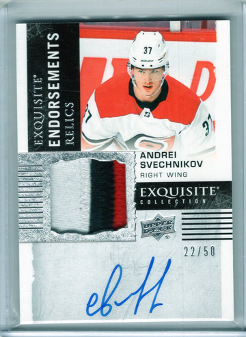 2018-19 The Cup Andrei Svechnikov Equisite Endorsements RC Auto Patch RPA 22/50