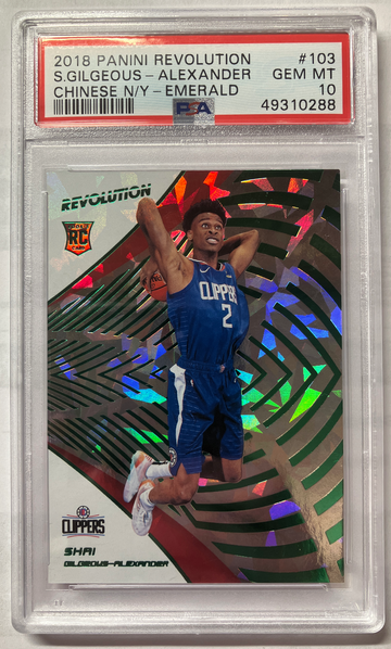 2018 Panini Revolution Shai Gilgeous-Alexander Chinese New Year Emerald /88 PSA 10