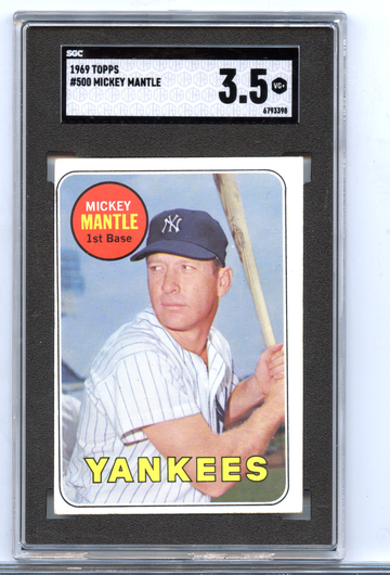 1969 Topps Mickey Mantle #500 SGC 3.5 VG+ Yellow Name Yankees HOF Last Card