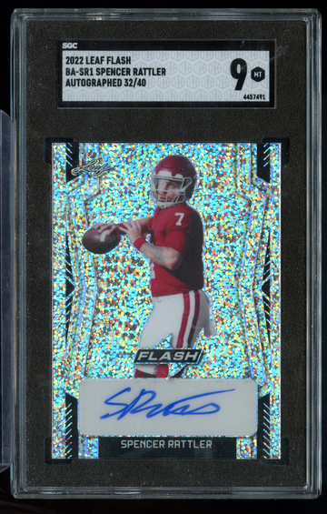 2022 Leaf Flash Spencer Rattler Auto 32/40 SGC 9 Mint BA-SR1 Autograph