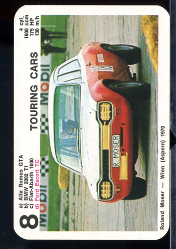 Vintage 1970 Roland Moser - Ford Escort TC Racing Card