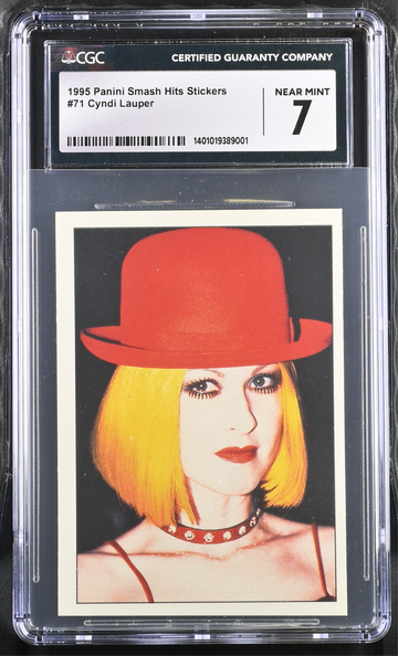1995 Panini Smash Hits #71 Cyndi Lauper Sticker - CGC 7 NEAR MINT - Rare Graded