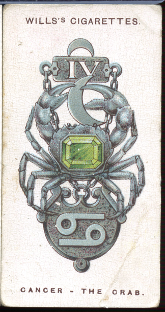 1923 W.D. & H.O. Wills LUCKY CHARMS #4 Cancer The Crab - Vintage Tobacco Card