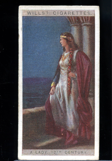 1927 Wills Cigarettes English Period Costumes #1 A Lady 12th Century Trade Card
