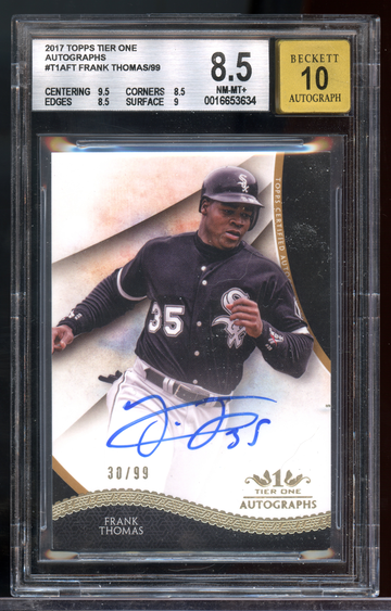 2017 Topps Tier One Frank Thomas On-Card Auto #/99 BGS 8.5 / 10 AUTO White Sox HOF