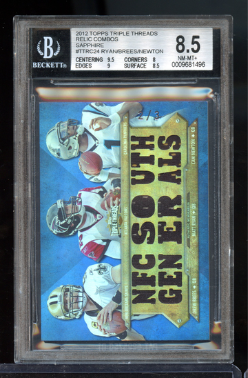2012 Triple Threads Sapphire NFC South Generals Brees Ryan Newton /3 BGS 8.5