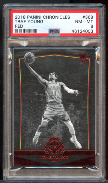 2018 Panini Chronicles Trae Young Majestic Red Rookie /149 PSA 8