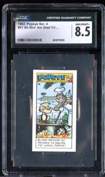1963 Primrose Confectionery Popeye Series 4 #21 CGC 8.5 NM/MINT+ Vintage UK