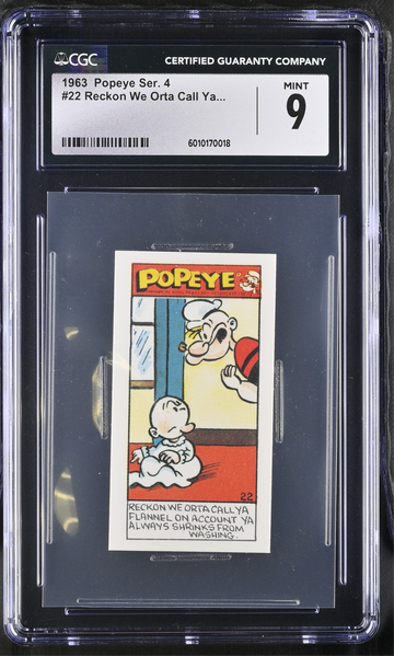 1963 Primrose Confectionery Popeye Series 4 #22 CGC 9 MINT Vintage UK Card