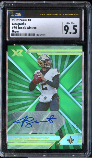 2021 Panini XR Jameis Winston Green Parallel CSG Card Grade 9.5 MINT PLUS CSG Auto Grade 10
